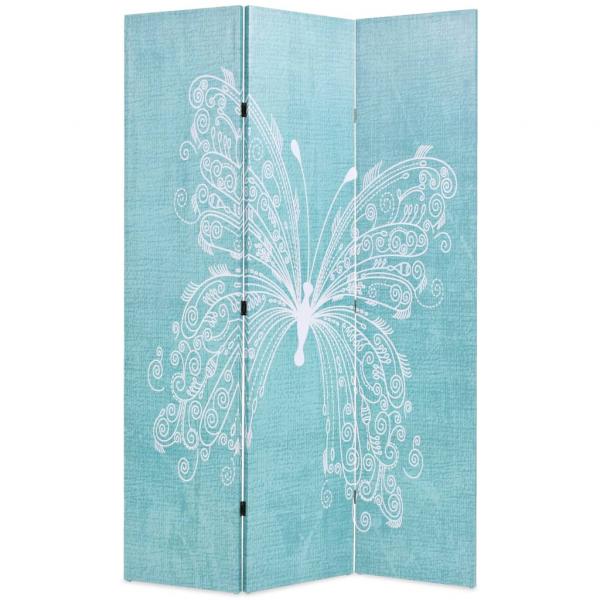 ARDEBO.de - Raumteiler klappbar 120 x 170 cm Schmetterling Blau