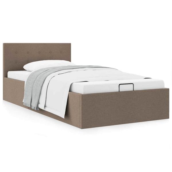 Stauraumbett Hydraulisch Taupe Stoff 90×200 cm 