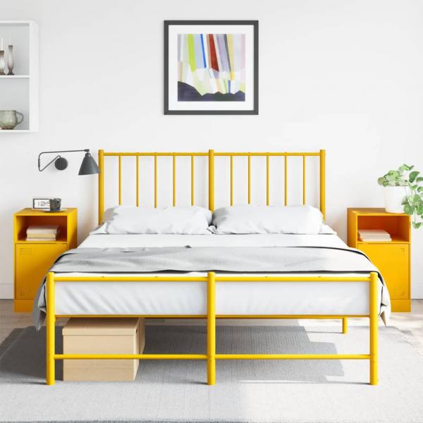 ARDEBO.de - Nachttische 2 Stk. Senfgelb 34,5x39x62 cm Stahl