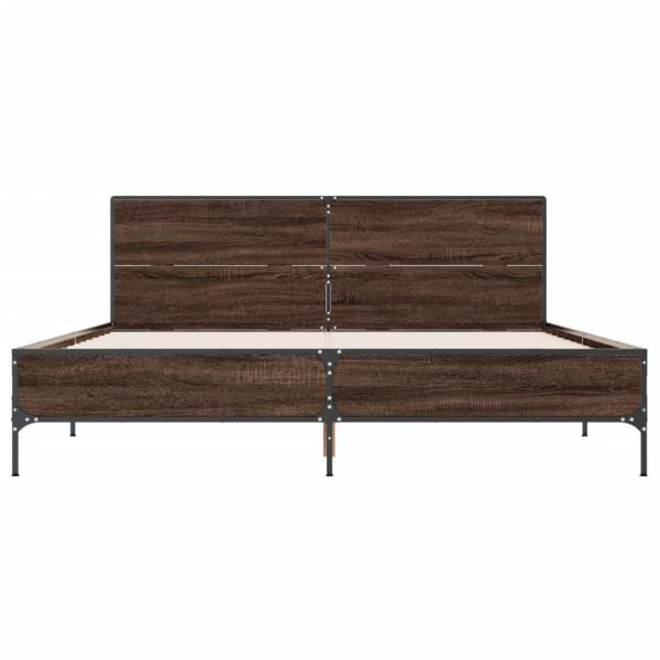 Bettgestell Braun Eichen-Optik 140x200 cm Holzwerkstoff Metall
