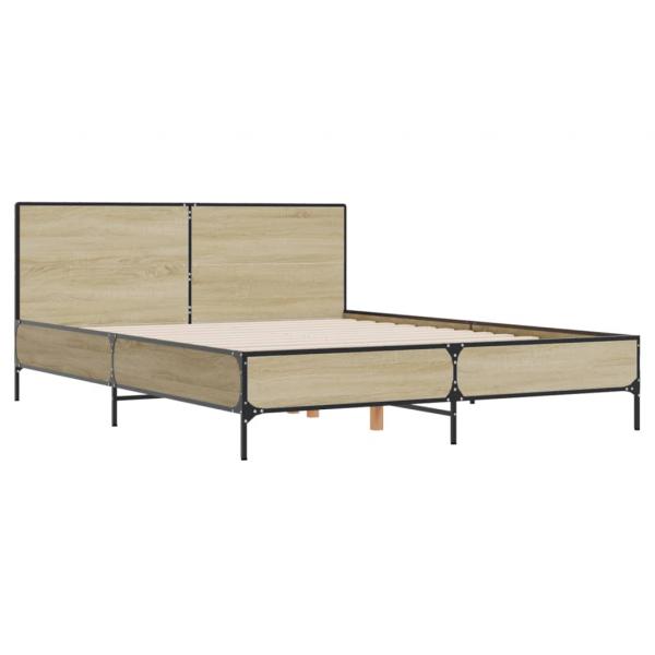 Bettgestell Sonoma-Eiche 150x200 cm Holzwerkstoff und Metall