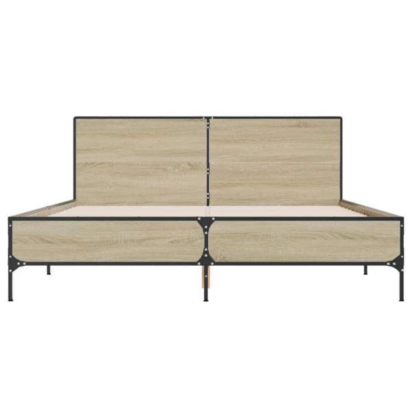 Bettgestell Sonoma-Eiche 150x200 cm Holzwerkstoff und Metall