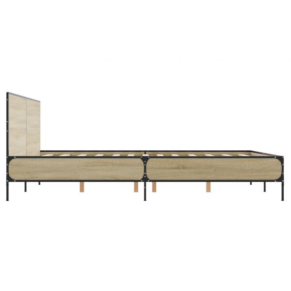 Bettgestell Sonoma-Eiche 150x200 cm Holzwerkstoff und Metall