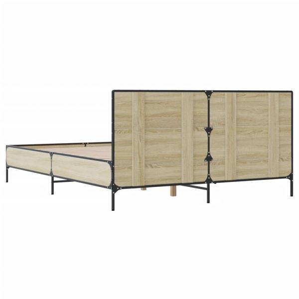 Bettgestell Sonoma-Eiche 150x200 cm Holzwerkstoff und Metall