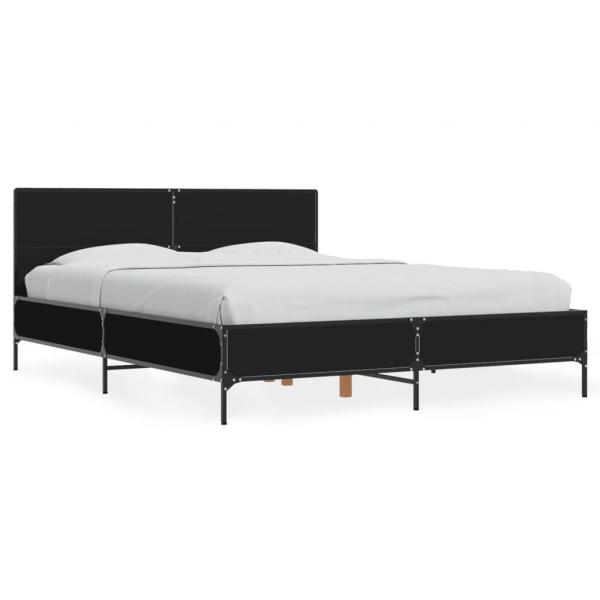 ARDEBO.de - Bettgestell Schwarz 120x190 cm Holzwerkstoff und Metall