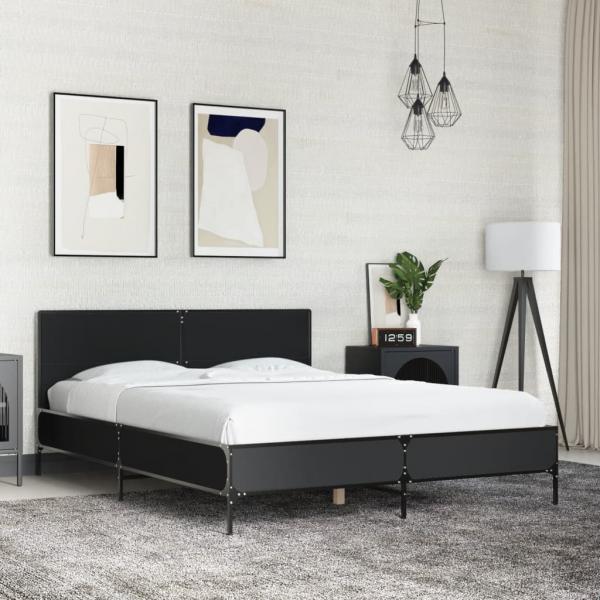 Bettgestell Schwarz 120x190 cm Holzwerkstoff und Metall