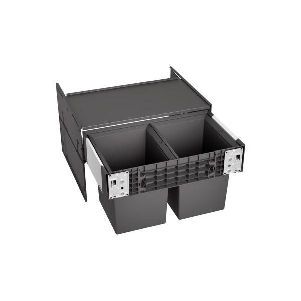 ARDEBO.de Blanco Select II Compact 60/2 Abfallsammler, 2x 17L Eimer, grau (526207)