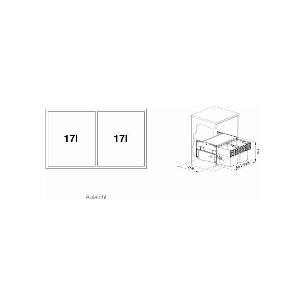 Blanco Select II Compact 60/2 Abfallsammler, 2x 17L Eimer, grau (526207)