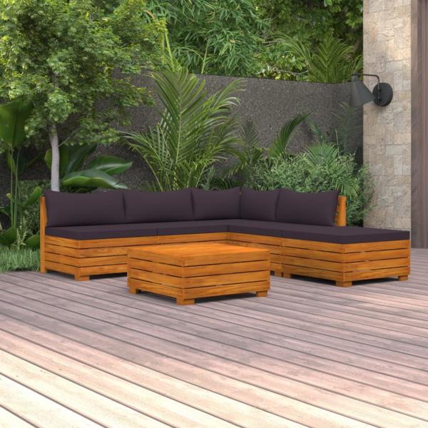 ARDEBO.de - 6-tlg. Garten-Lounge-Set mit Kissen Massivholz Akazie