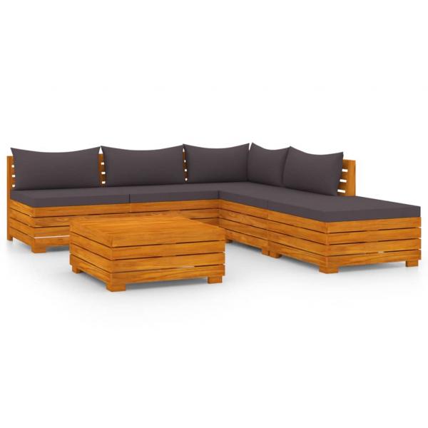 6-tlg. Garten-Lounge-Set mit Kissen Massivholz Akazie