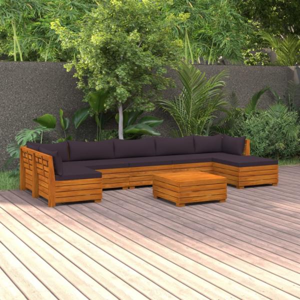 ARDEBO.de - 8-tlg. Garten-Lounge-Set mit Kissen Massivholz Akazie