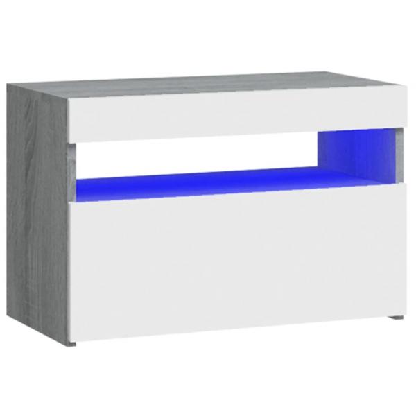 Nachttisch mit LED-Leuchten Grau Sonoma 60x35x40 cm