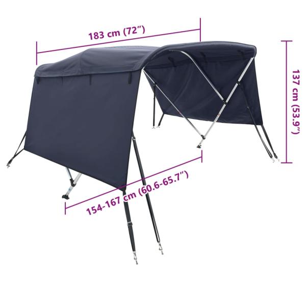 3-Bow Bimini-Top mit Seitenteilen 183x(154-167)x137 cm
