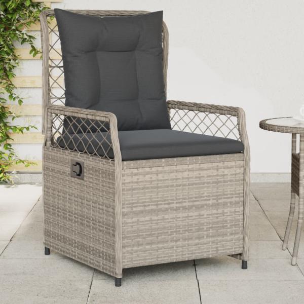 ARDEBO.de - Gartensessel 2 Stk. Verstellbar Hellgrau Poly Rattan