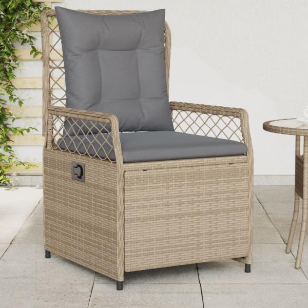ARDEBO.de - Gartensessel 2 Stk. Verstellbar Beige Poly Rattan