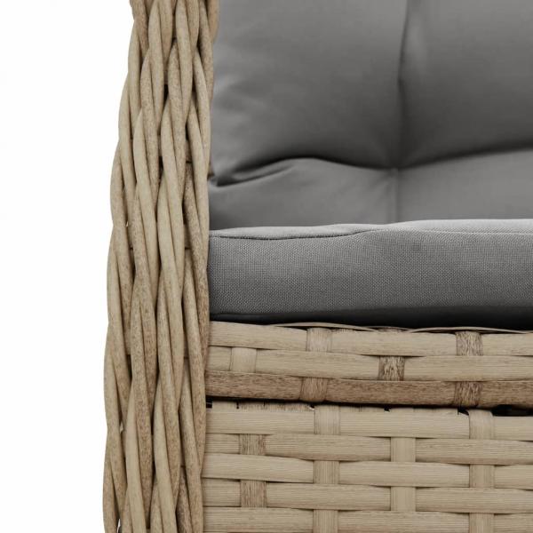 Gartensessel 2 Stk. Verstellbar Beige Poly Rattan