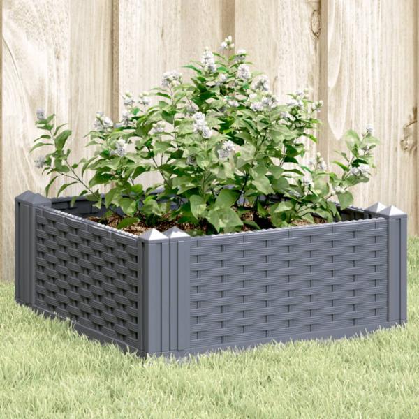 ARDEBO.de - Pflanzkasten mit Erdspießen Grau 42,5x42,5x28,5 cm PP