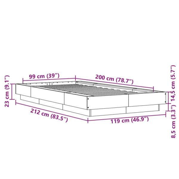 Bettgestell Räuchereiche 100x200 cm Holzwerkstoff