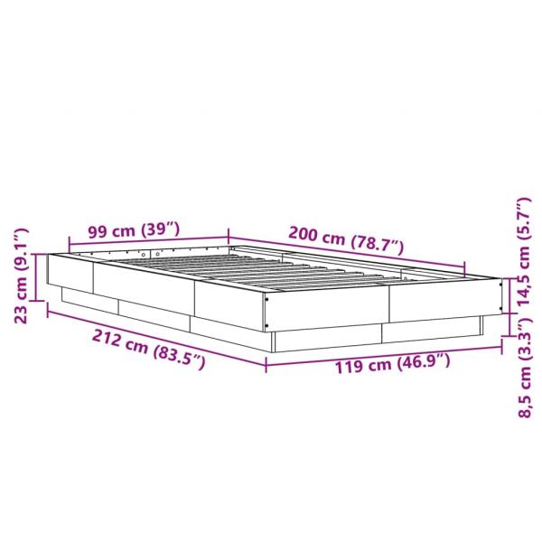 Bettgestell Sonoma-Eiche 100x200 cm Holzwerkstoff