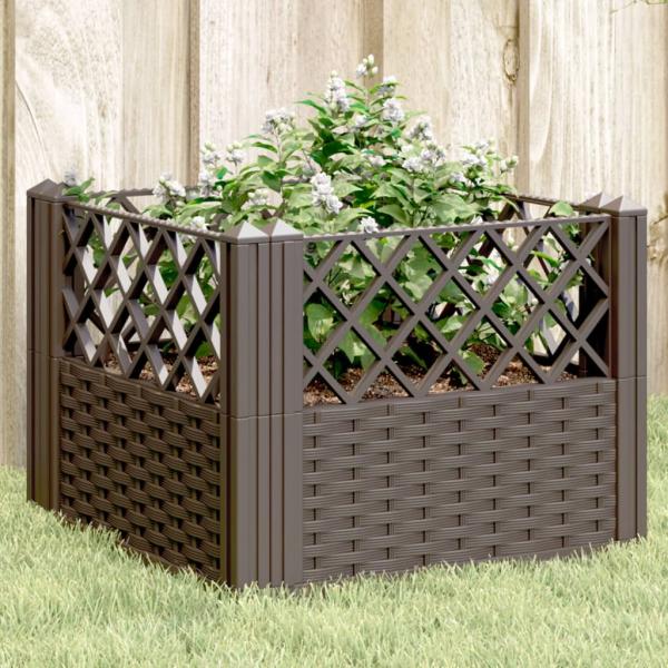 ARDEBO.de - Pflanzkasten mit Erdspießen Braun 43,5x43,5x43,5 cm PP