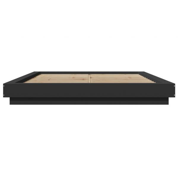 Bettgestell mit LED Schwarz 150x200 cm Holzwerkstoff