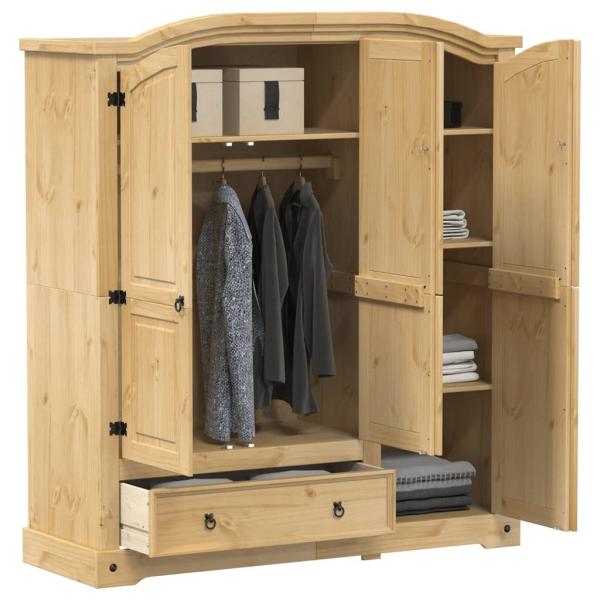 ARDEBO.de - Kleiderschrank Corona 151,5x52x170 cm Massivholz Kiefer
