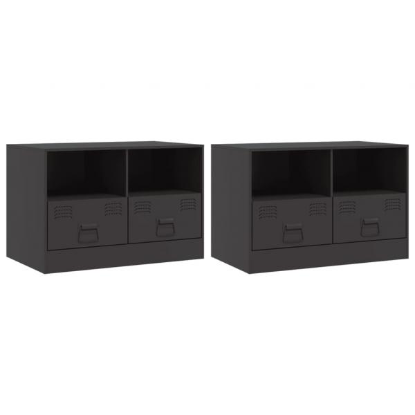 TV-Schränke 2 Stk. Schwarz 67x39x44 cm Stahl