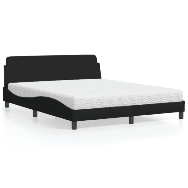 ARDEBO.de - Bett mit Matratze Schwarz 160x200 cm Stoff