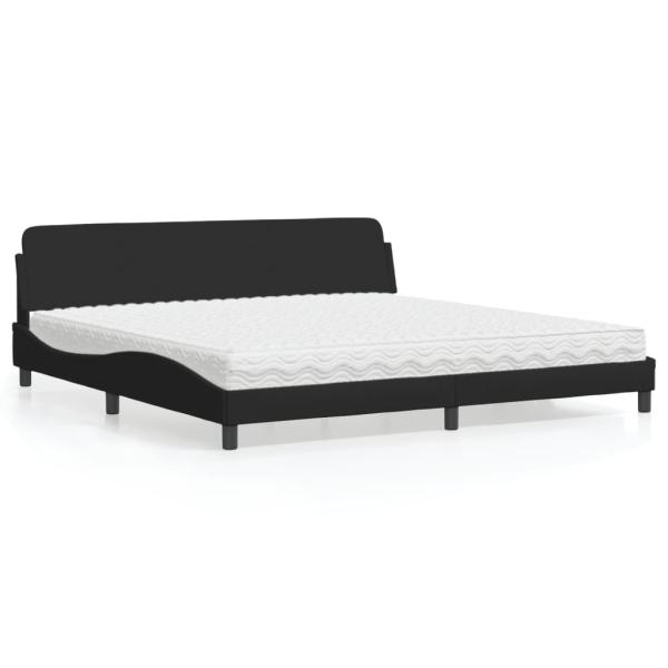 ARDEBO.de - Bett mit Matratze Schwarz 200x200 cm Stoff