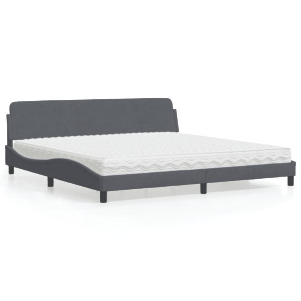 ARDEBO.de - Bett mit Matratze Dunkelgrau 200x200 cm Samt
