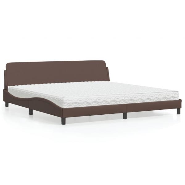 ARDEBO.de - Bett mit Matratze Braun 200x200 cm Kunstleder
