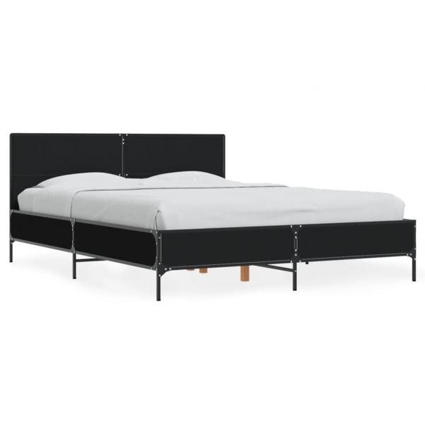 ARDEBO.de - Bettgestell Schwarz 120x200 cm Holzwerkstoff und Metall