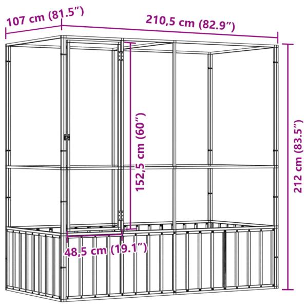 Voliere Silbern 210,5x107x212 cm Stahl