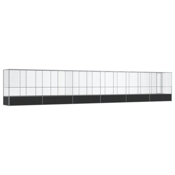 Voliere mit Erweiterung Silbern 1250,5x107x212 cm Stahl