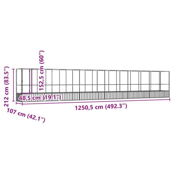 Voliere mit Erweiterung Silbern 1250,5x107x212 cm Stahl