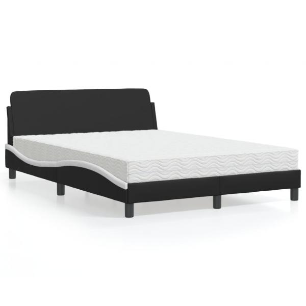ARDEBO.de - Bett mit Matratze Schwarz und Weiß 120x200 cm Kunstleder