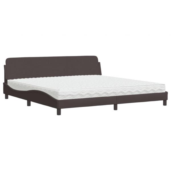ARDEBO.de - Bett mit Matratze Dunkelbraun 200x200 cm Stoff