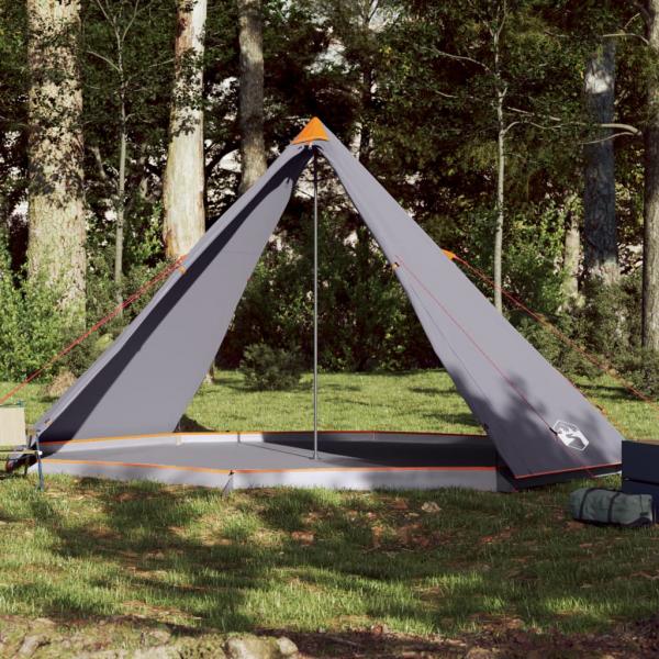 ARDEBO.de - Tipi-Familienzelt 8 Personen Grau und Orange Wasserdicht