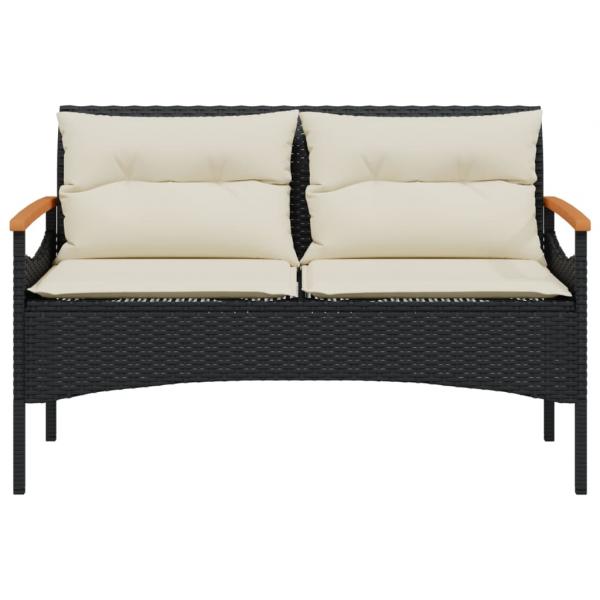 4-tlg. Garten-Sofagarnitur mit Kissen Schwarz Poly Rattan