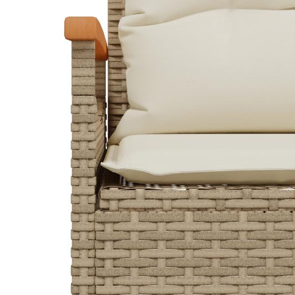 Gartenbank mit Kissen 116x62,5x74 cm Beige Poly Rattan