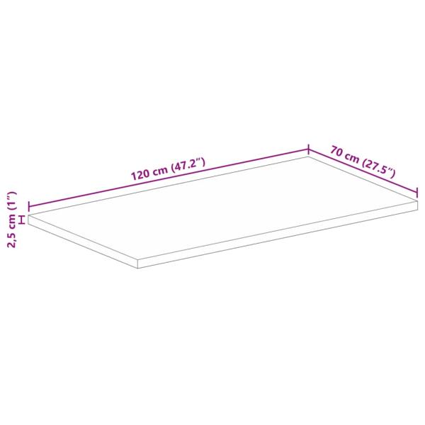Tischplatte 120x70x2,5 cm Rechteckig Altholz Massiv