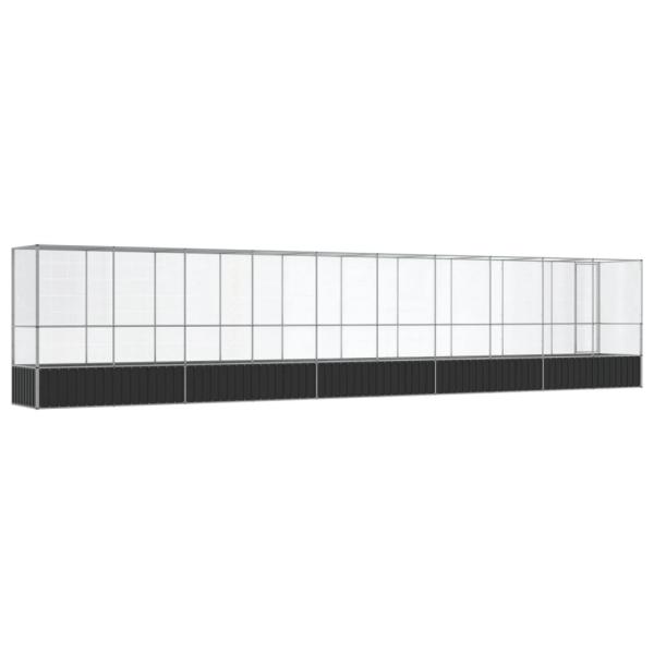 Voliere mit Erweiterung Silbern 1042,5x107x212 cm Stahl