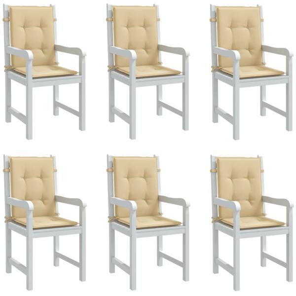 ARDEBO.de - Niedriglehner-Auflagen 6 Stk. Melange Beige 100x50x4 cm Stoff