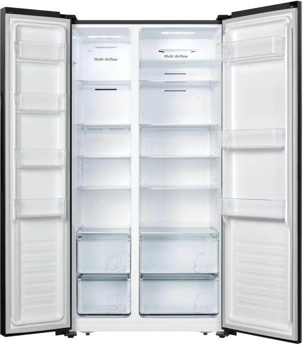 ARDEBO.de Hisense RS677N4AFC Stand Side by Side Kombination, 91 cm breit, 519 L, Total No Frost, Urlaubsmodus, Multi Air Flow, 2x Fresh Crisper, Schwarz Stahl