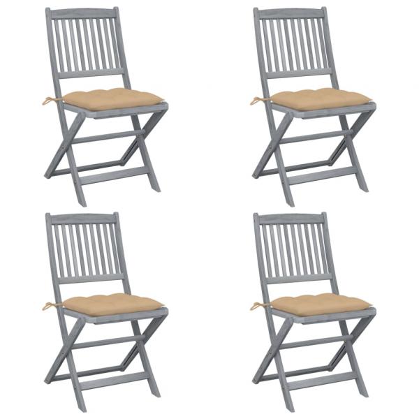 ARDEBO.de - Klappbare Gartenstühle 4 Stk. mit Kissen Massivholz Akazie