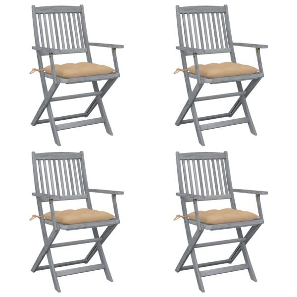 ARDEBO.de - Klappbare Gartenstühle 4 Stk. mit Kissen Massivholz Akazie