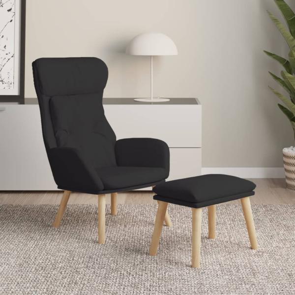 ARDEBO.de - Relaxsessel mit Hocker Schwarz Stoff