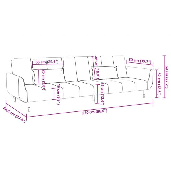 Schlafsofa 2-Sitzer mit 2 Kissen Creme Samt