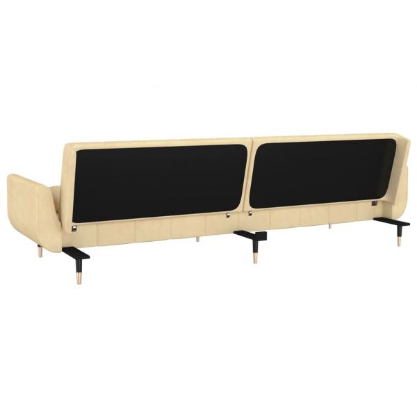 Schlafsofa 2-Sitzer mit 2 Kissen Creme Samt