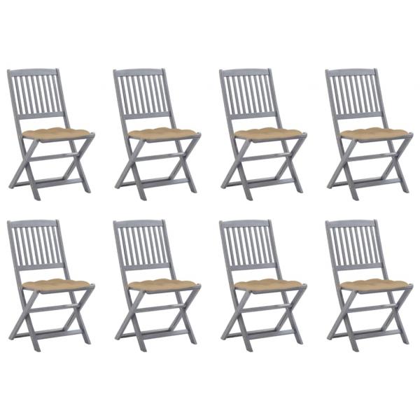 ARDEBO.de - Klappbare Gartenstühle 8 Stk. mit Kissen Massivholz Akazie